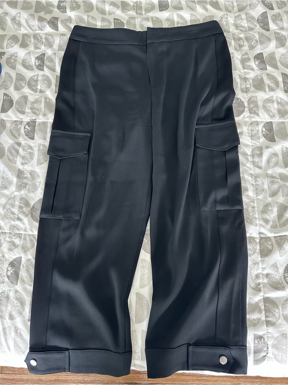 rag & bone Black Tailored Capri Pants with Metal Hardware